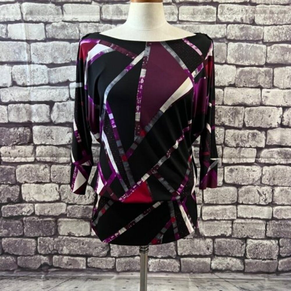 White House Black Market Draped Neckline Blouse/Tunis Size S